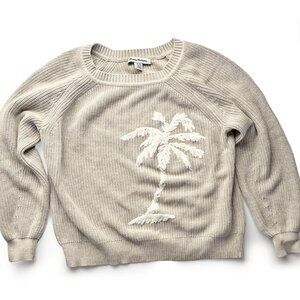 Tommy Bahama Khaki White Palm Tree Crew Sweater
